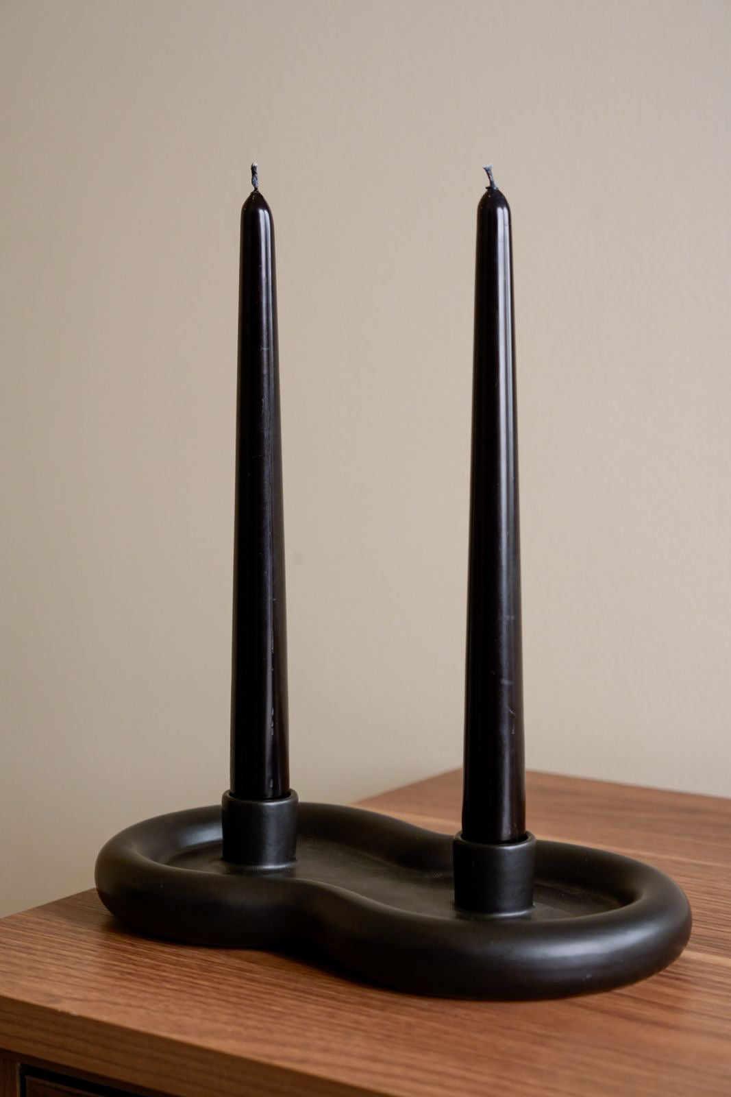 Cloud Two Hole Candlestick Black