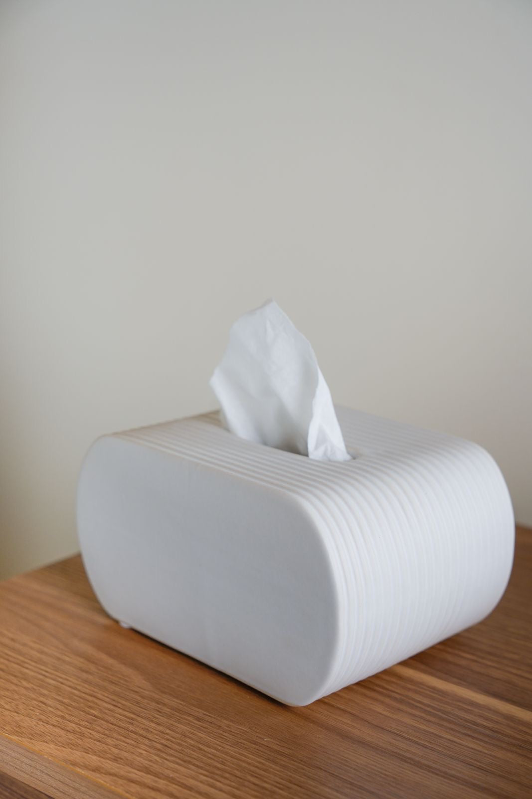 Ceramic Lines Tissue Box White