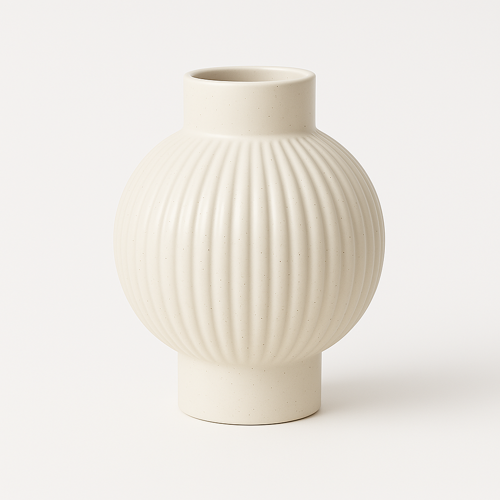 Striped Lantern Vase S Milky with Dots