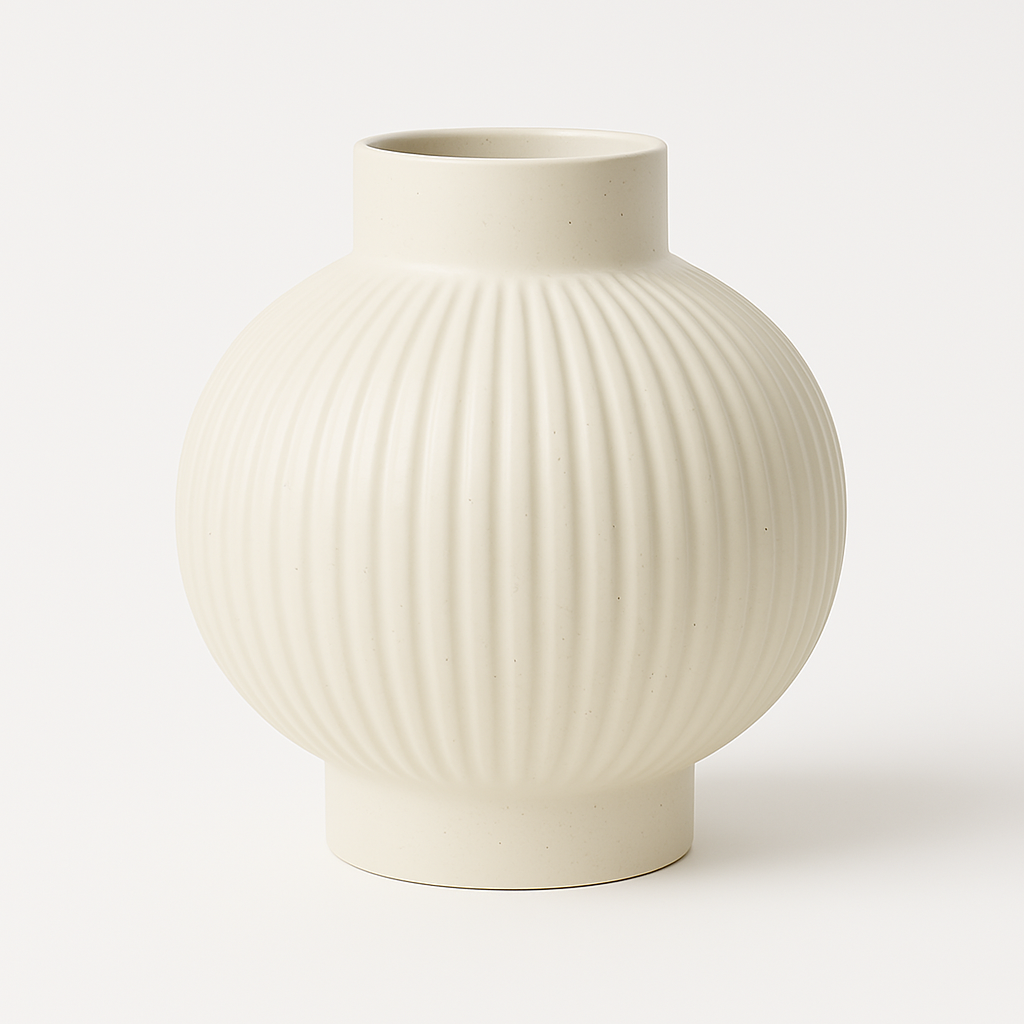 Striped Lantern Vase L Milky with Dots