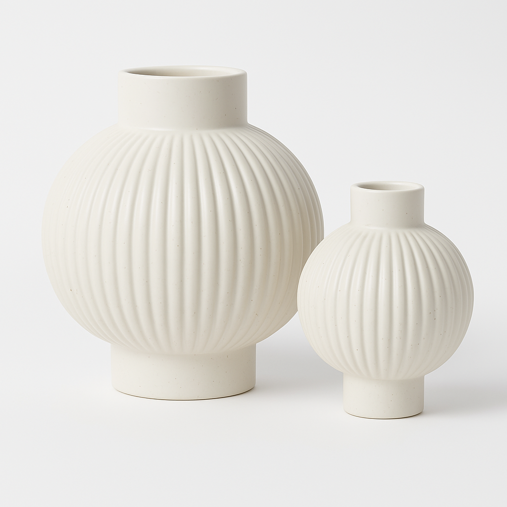 Striped Lantern Vase S Milky with Dots